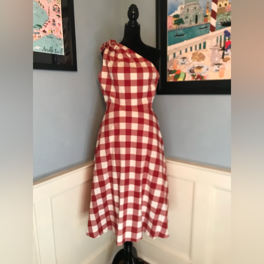 Kate Spade New York NWT Red and White Gingham Lava Falls Midi Dress Sz 14 - Picture 6 of 15